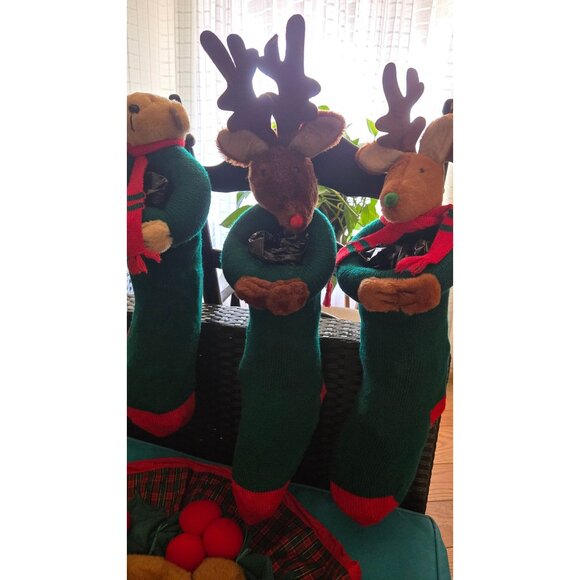 Vintage Large Teddy Bear Wreath AND 3 Stockings All Handmade, Read Description - Picture 2 of 16